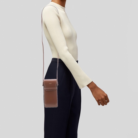 NEW Celine Brown Leather Phone Sunglass Case Pouch Crossbody limited edition - Picture 6 of 16